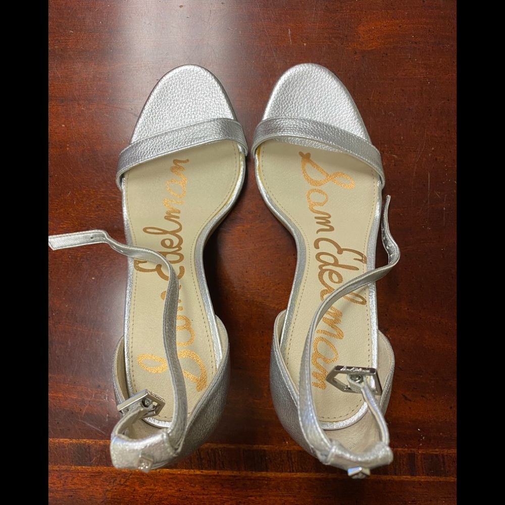 Sam Edelman Patti Ankle Strap Sandals Silver - Size 6